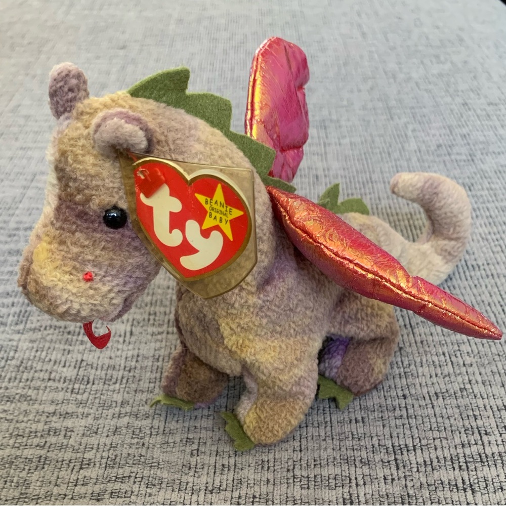 Scorch the Dragon Beanie Baby by Ty with Tag Protector